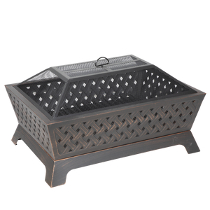 Dellonda DG44 89cm Rectangular Outdoor Fire Pit, Antique Bronze Effect - additional view 5