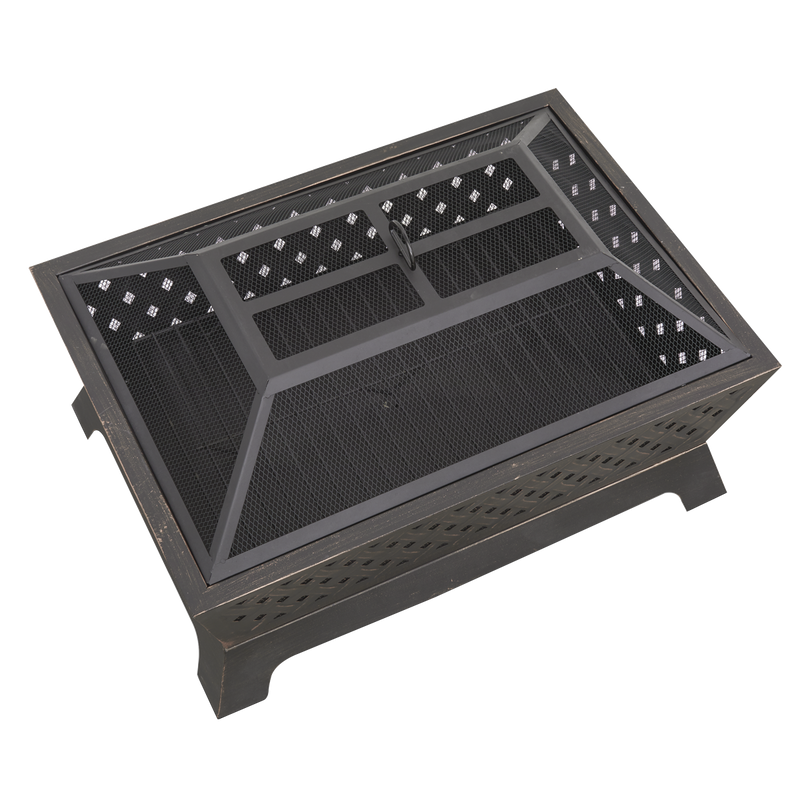 Dellonda DG44 89cm Rectangular Outdoor Fire Pit, Antique Bronze Effect - additional view 2