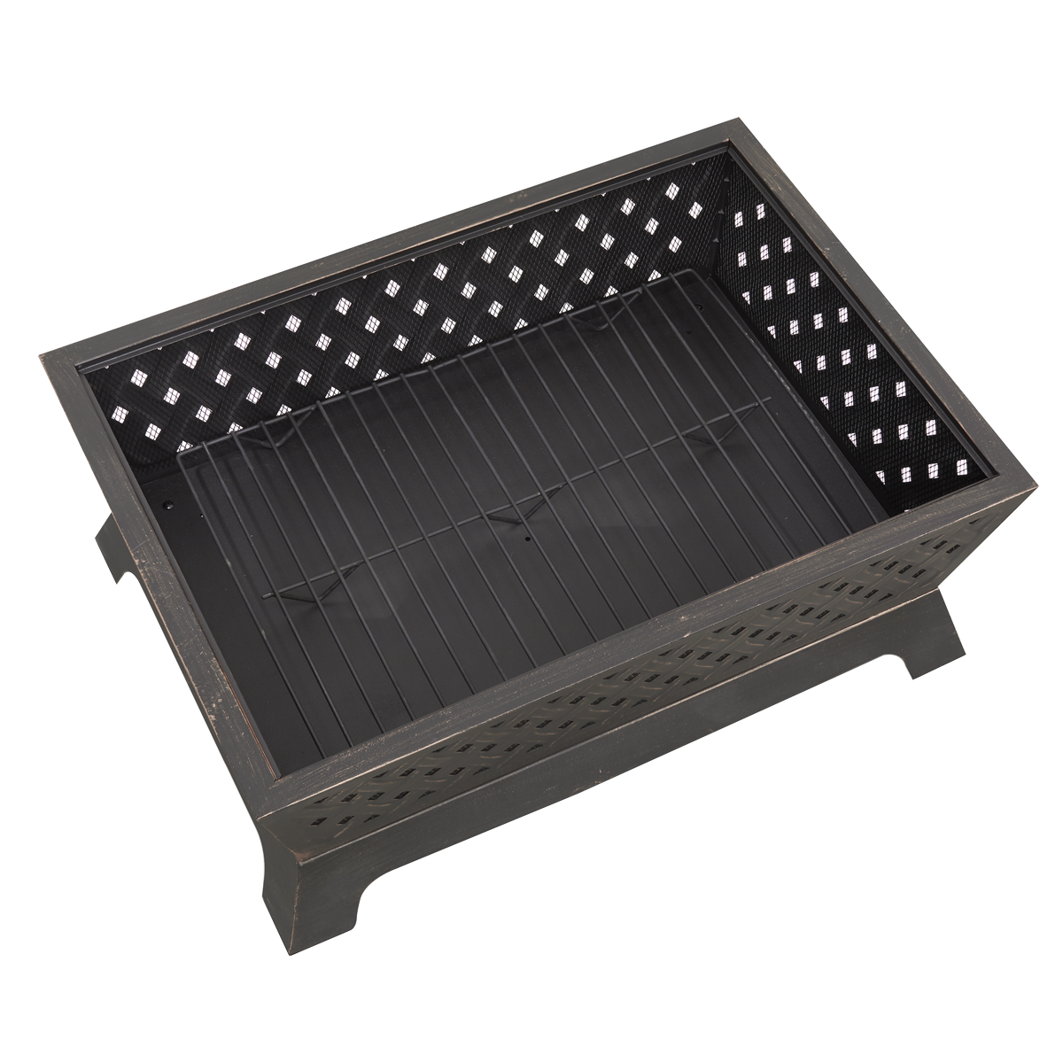 Dellonda DG44 89cm Rectangular Outdoor Fire Pit, Antique Bronze Effect - additional view 3