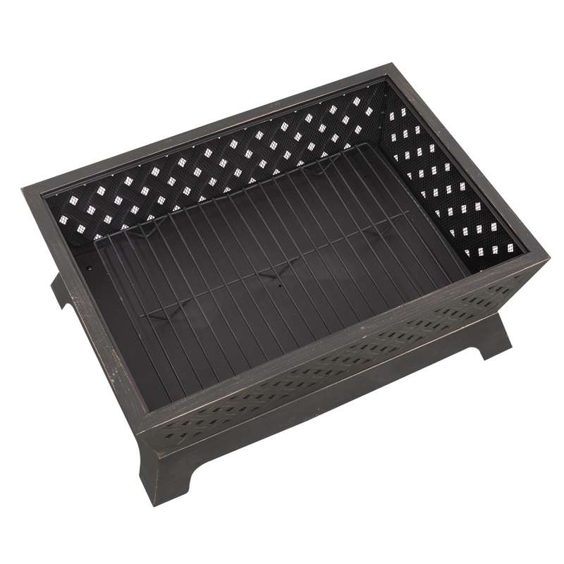 Dellonda DG44 89cm Rectangular Outdoor Fire Pit, Antique Bronze Effect - additional view 3