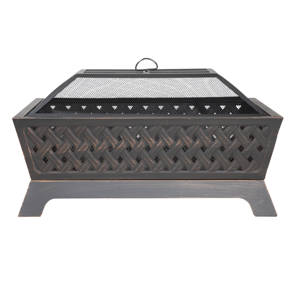 Dellonda DG44 89cm Rectangular Outdoor Fire Pit, Antique Bronze Effect - additional view 4