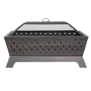Dellonda DG44 89cm Rectangular Outdoor Fire Pit, Antique Bronze Effect - additional view 4