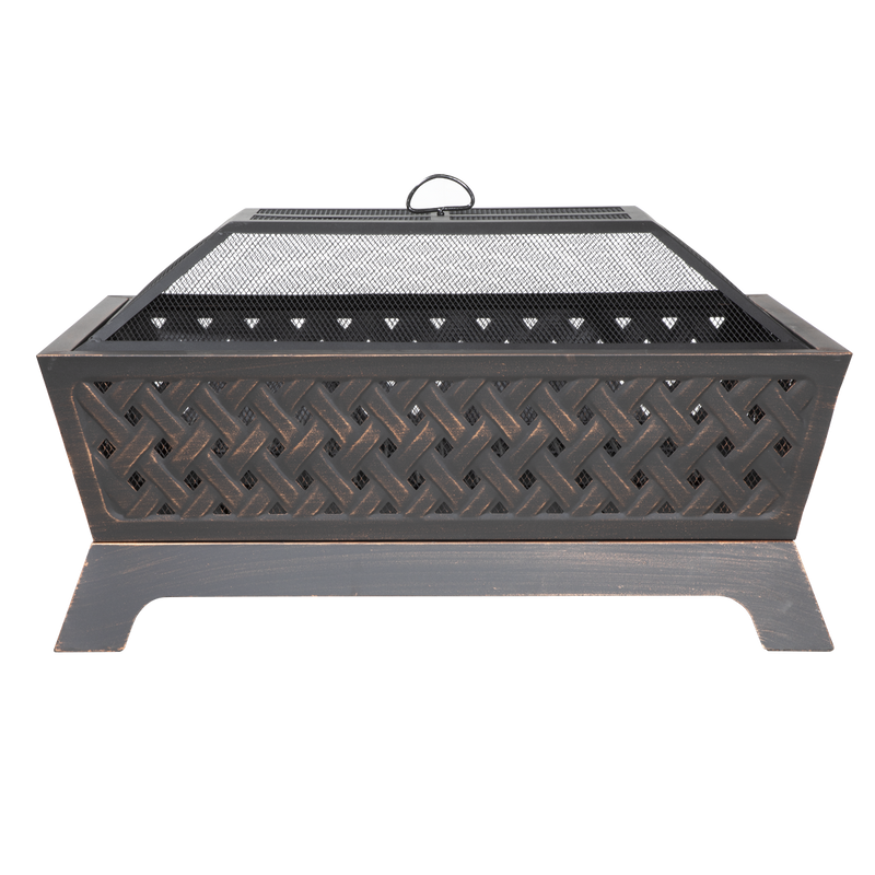 Dellonda DG44 89cm Rectangular Outdoor Fire Pit, Antique Bronze Effect - additional view 4