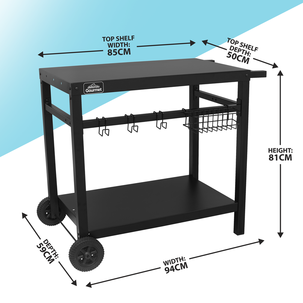 Dellonda DG45 Plancha Trolley with Utensil Holder - Black - additional view 6