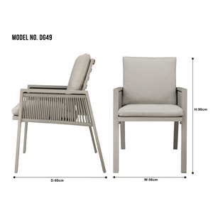 Dellonda DG50 Fusion Garden/Patio Dining Chairs with Armrests 4pc - Light Grey - additional view 8
