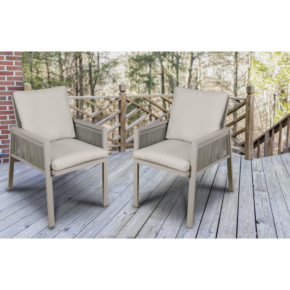 Dellonda DG50 Fusion Garden/Patio Dining Chairs with Armrests 4pc - Light Grey - additional view 7