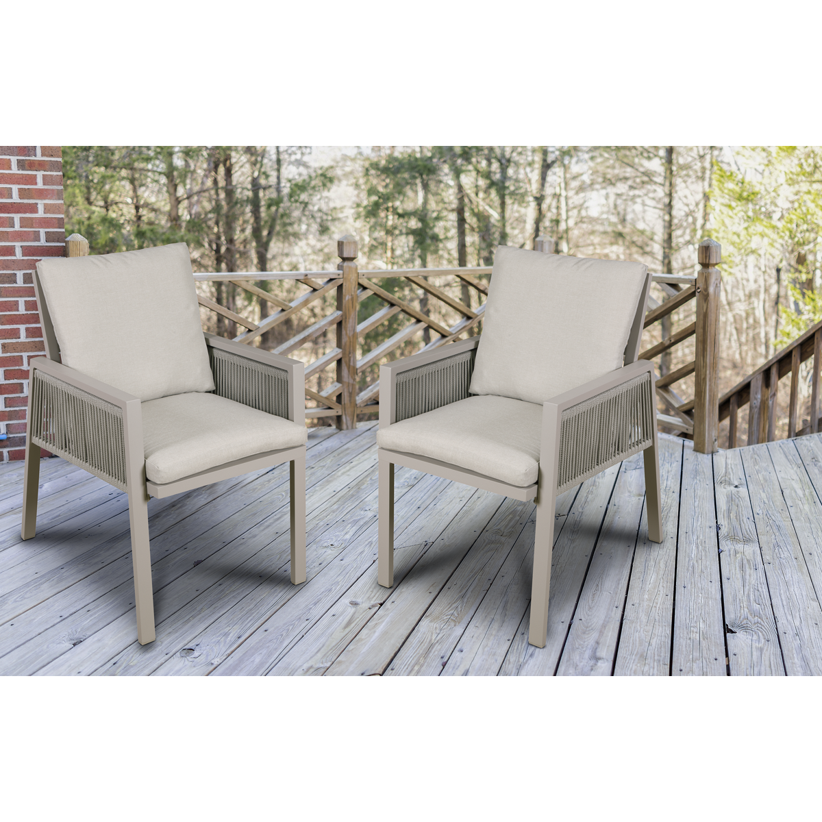 Dellonda DG50 Fusion Garden/Patio Dining Chairs with Armrests 4pc - Light Grey - additional view 7