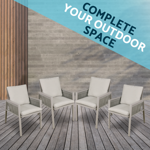Dellonda DG50 Fusion Garden/Patio Dining Chairs with Armrests 4pc - Light Grey - additional view 9