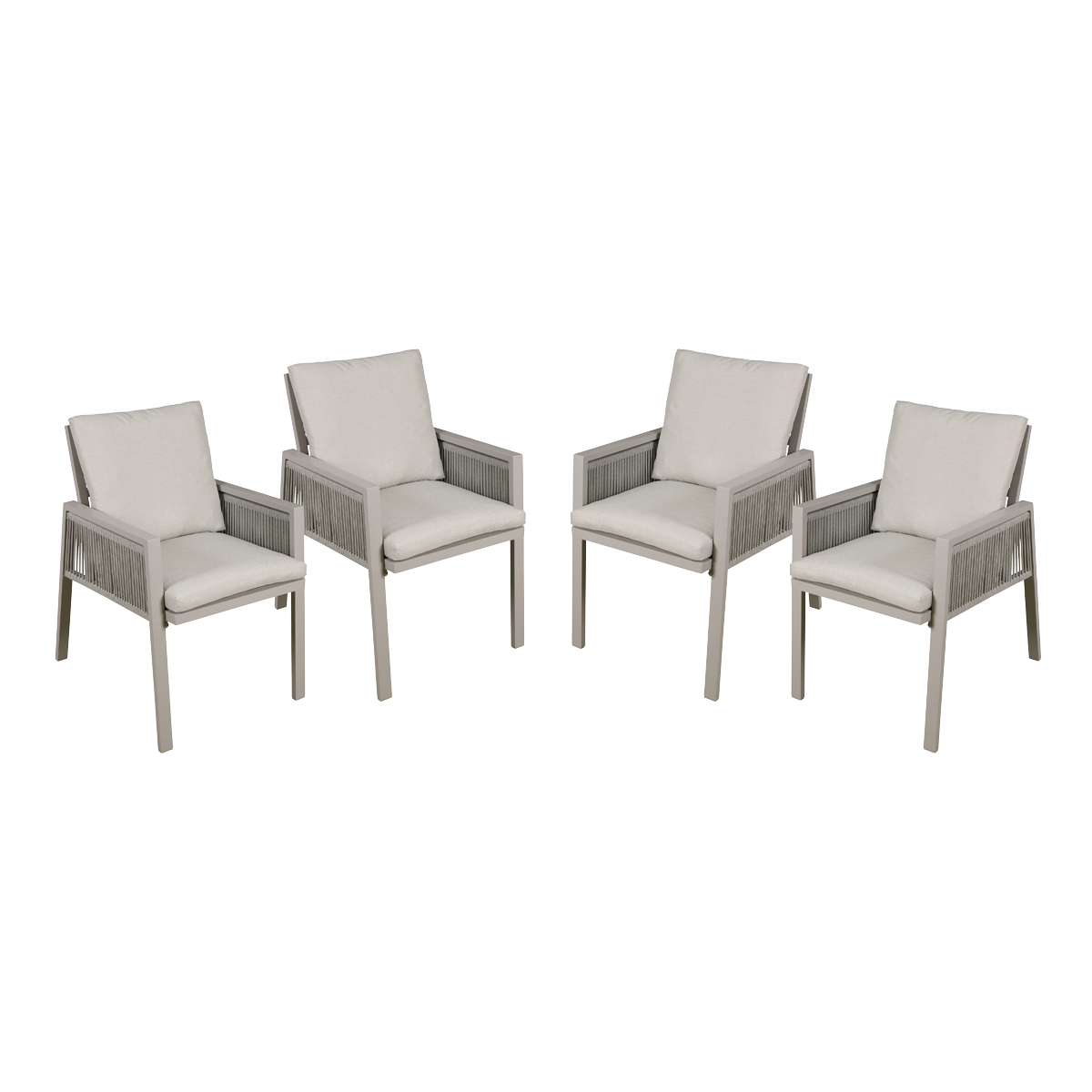 Dellonda DG50 Fusion Garden/Patio Dining Chairs with Armrests 4pc - Light Grey