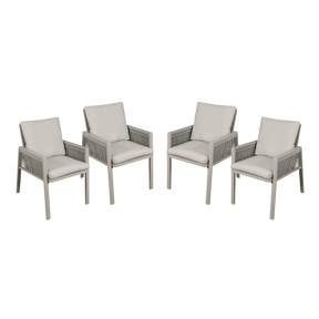 Dellonda DG50 Fusion Garden/Patio Dining Chairs with Armrests 4pc - Light Grey