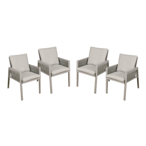 Dellonda DG50 Fusion Garden/Patio Dining Chairs with Armrests 4pc - Light Grey