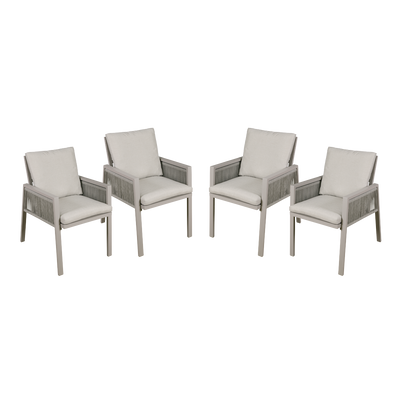 Dellonda DG50 Fusion Garden/Patio Dining Chairs with Armrests 4pc - Light Grey