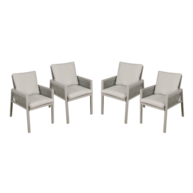Dellonda DG50 Fusion Garden/Patio Dining Chairs with Armrests 4pc - Light Grey
