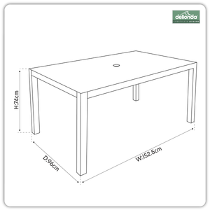 Dellonda DG51 Fusion Aluminium Garden Dining Table with Tempered Glass & Parasol Hole - Light Grey - additional view 9
