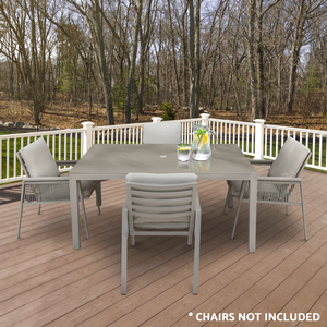 Dellonda DG51 Fusion Aluminium Garden Dining Table with Tempered Glass & Parasol Hole - Light Grey - additional view 5