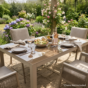 Dellonda DG51 Fusion Aluminium Garden Dining Table with Tempered Glass & Parasol Hole - Light Grey - additional view 7