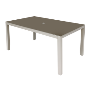 Dellonda DG51 Fusion Aluminium Garden Dining Table with Tempered Glass & Parasol Hole - Light Grey