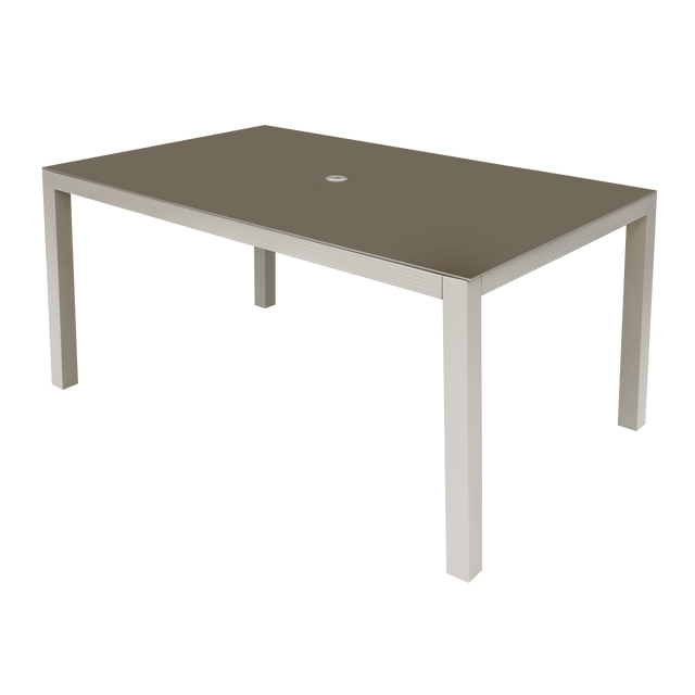 Dellonda DG51 Fusion Aluminium Garden Dining Table with Tempered Glass & Parasol Hole - Light Grey