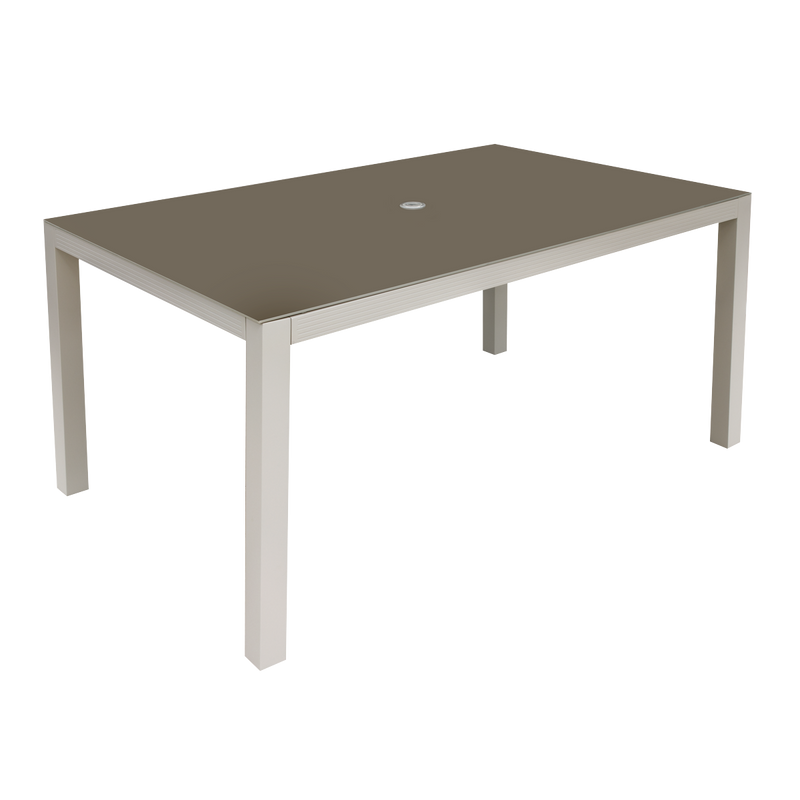 Dellonda DG51 Fusion Aluminium Garden Dining Table with Tempered Glass & Parasol Hole - Light Grey - additional view 2