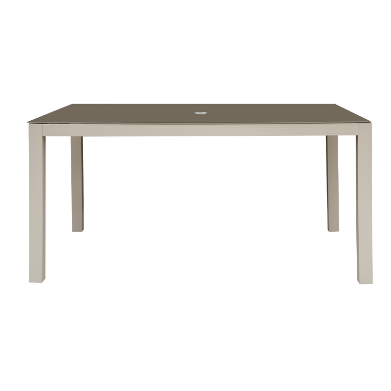 Dellonda DG51 Fusion Aluminium Garden Dining Table with Tempered Glass & Parasol Hole - Light Grey - additional view 3