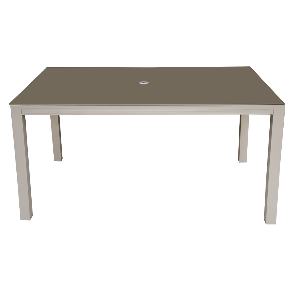 Dellonda DG51 Fusion Aluminium Garden Dining Table with Tempered Glass & Parasol Hole - Light Grey - additional view 4