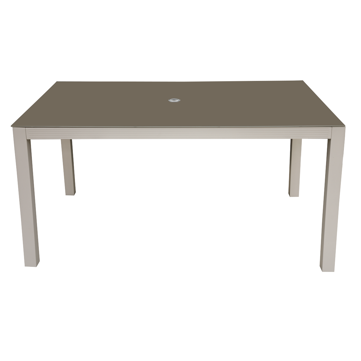 Dellonda DG51 Fusion Aluminium Garden Dining Table with Tempered Glass & Parasol Hole - Light Grey - additional view 4
