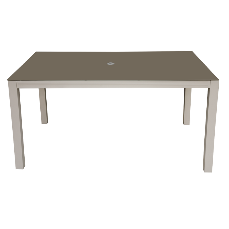 Dellonda DG51 Fusion Aluminium Garden Dining Table with Tempered Glass & Parasol Hole - Light Grey - additional view 4