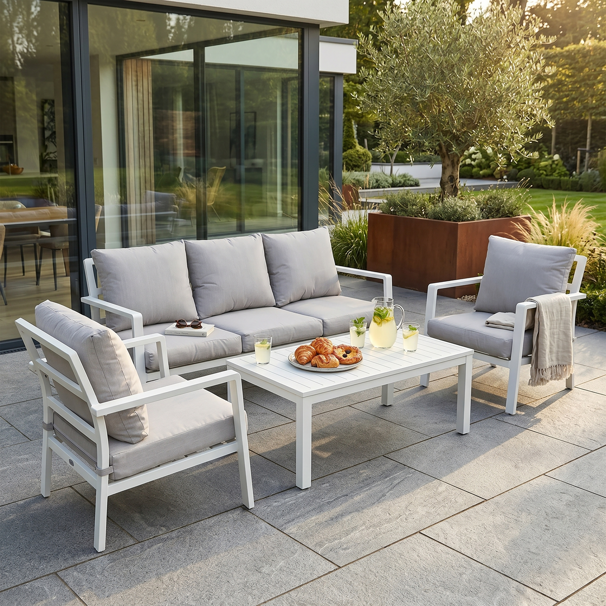 Dellonda DG52 Kyoto Aluminium Outdoor Sofa & Coffee Table Set 4pc - additional view 11