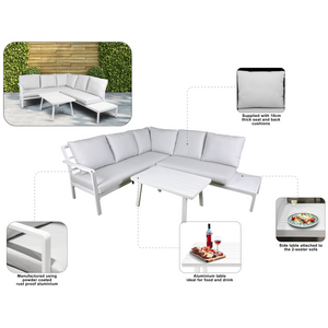 Dellonda DG53 Kyoto Aluminium Outdoor Corner Sofa & Coffee Table Set 3pc - additional view 2