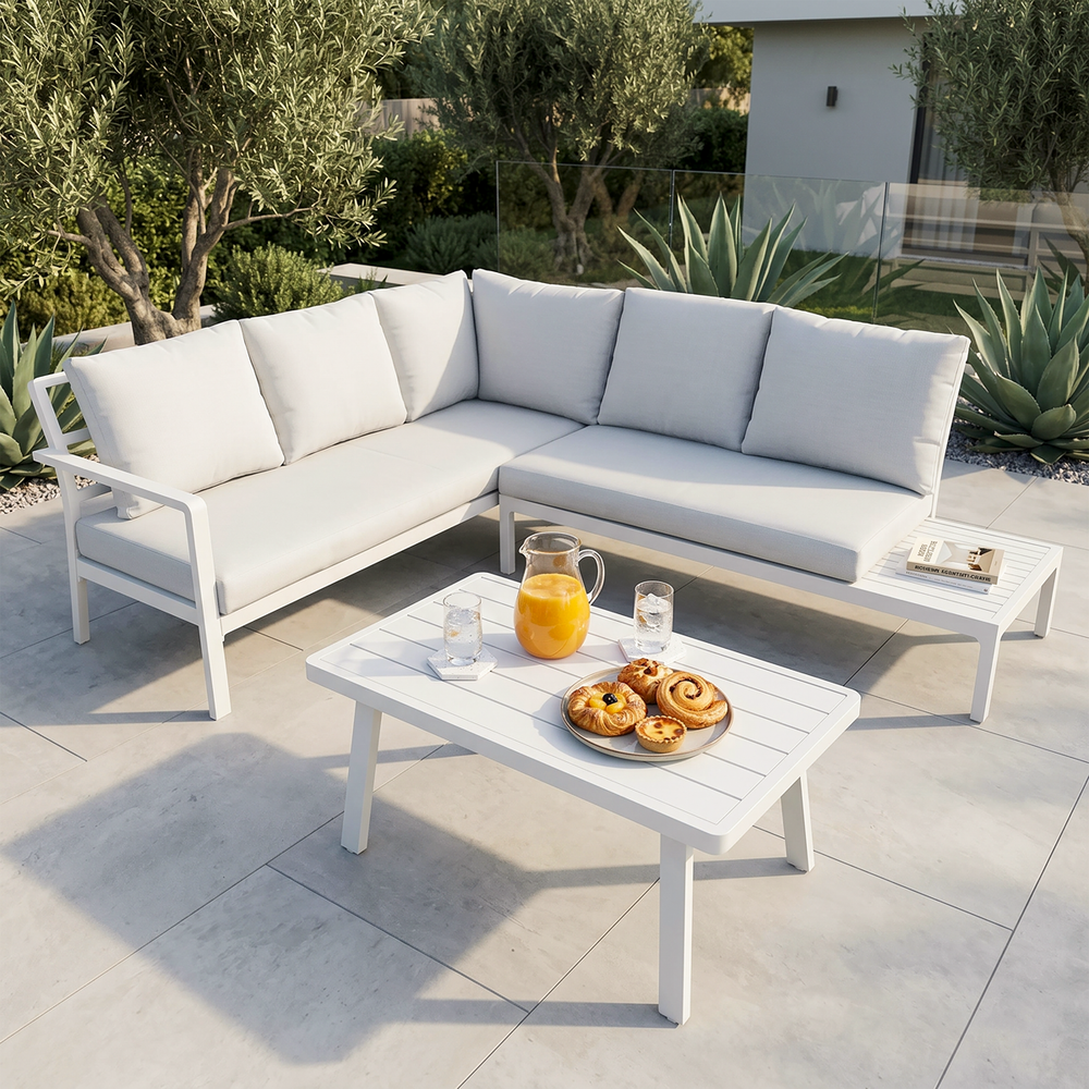 Dellonda DG53 Kyoto Aluminium Outdoor Corner Sofa & Coffee Table Set 3pc - additional view 10