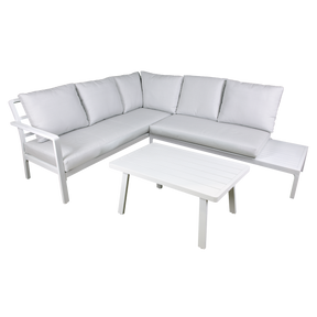 Dellonda DG53 Kyoto Aluminium Outdoor Corner Sofa & Coffee Table Set 3pc