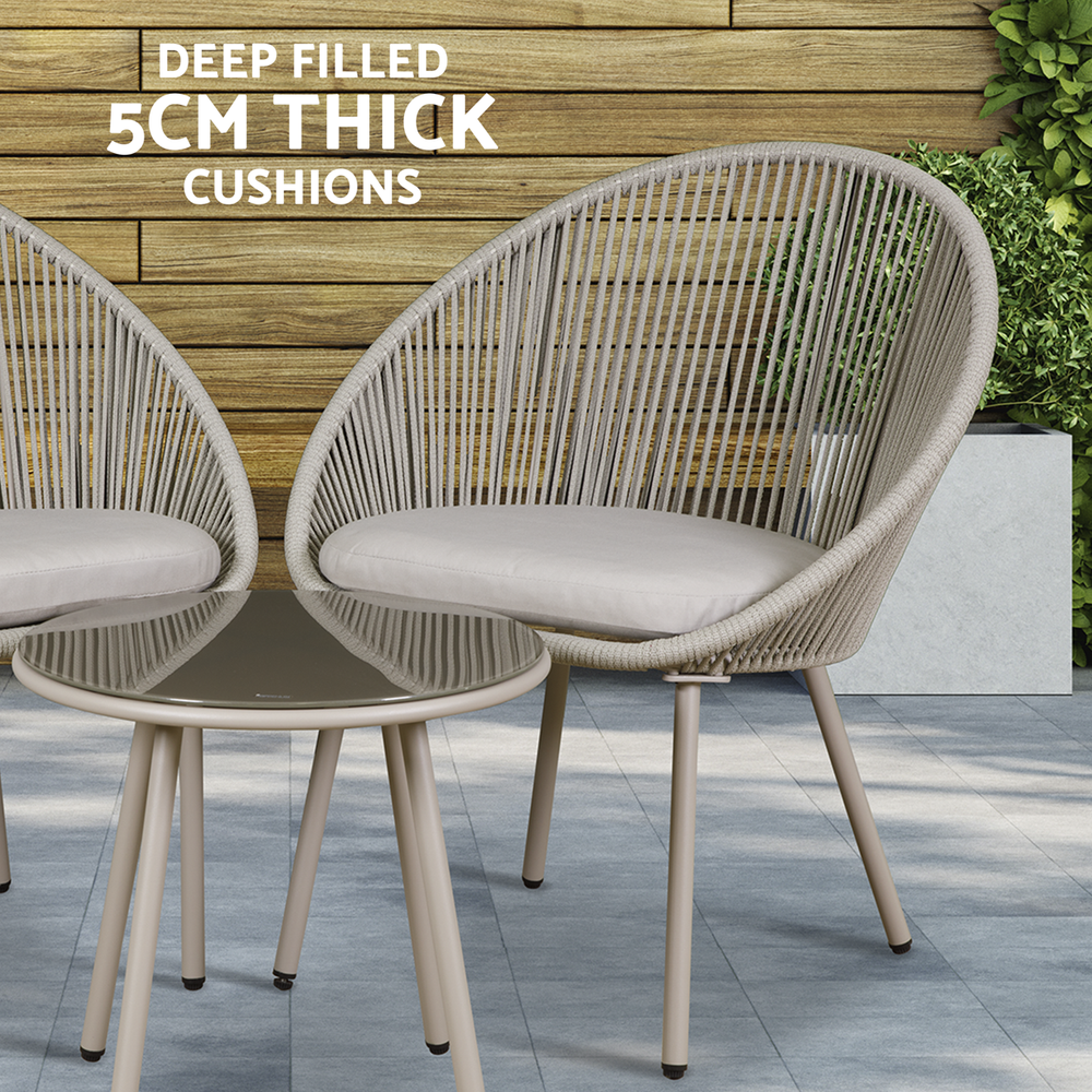 Dellonda DG55 Como Steel Bistro Set with Tempered Glass Tabletop 3pc - additional view 2