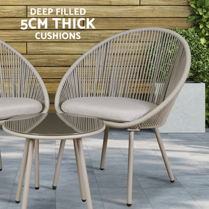 Dellonda DG55 Como Steel Bistro Set with Tempered Glass Tabletop 3pc - additional view 2