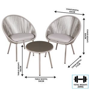Dellonda DG55 Como Steel Bistro Set with Tempered Glass Tabletop 3pc - additional view 5