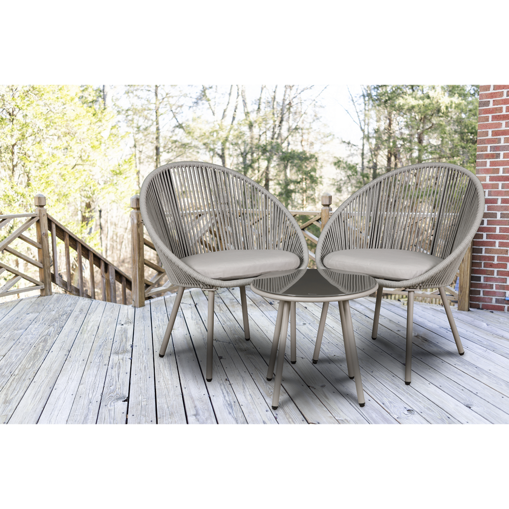 Dellonda DG55 Como Steel Bistro Set with Tempered Glass Tabletop 3pc - additional view 9