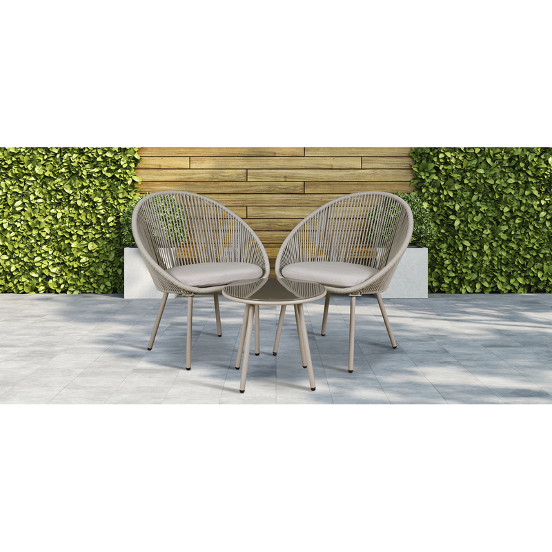 Dellonda DG55 Como Steel Bistro Set with Tempered Glass Tabletop 3pc - additional view 10