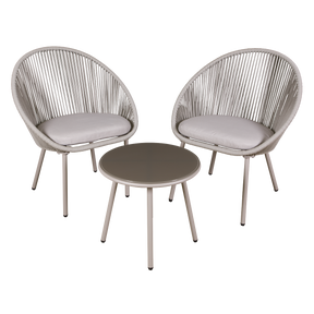 Dellonda DG55 Como Steel Bistro Set with Tempered Glass Tabletop 3pc