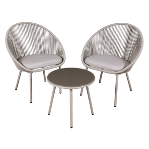 Dellonda DG55 Como Steel Bistro Set with Tempered Glass Tabletop 3pc