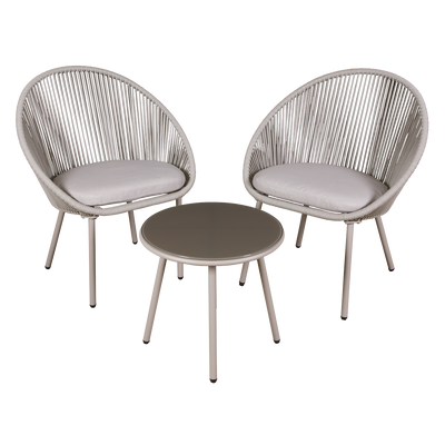 Dellonda DG55 Como Steel Bistro Set with Tempered Glass Tabletop 3pc