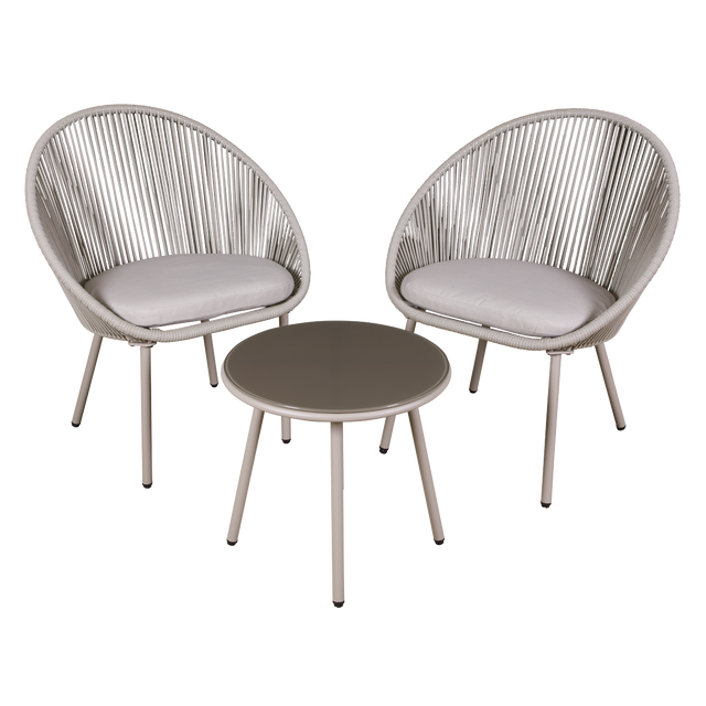 Dellonda DG55 Como Steel Bistro Set with Tempered Glass Tabletop 3pc