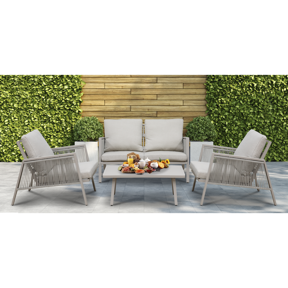 Dellonda DG56 Fusion Aluminium Outdoor Sofa, Arm Chairs & Coffee Table Set 4pc - additional view 11