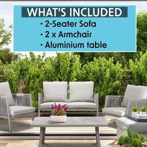 Dellonda DG56 Fusion Aluminium Outdoor Sofa, Arm Chairs & Coffee Table Set 4pc - additional view 4