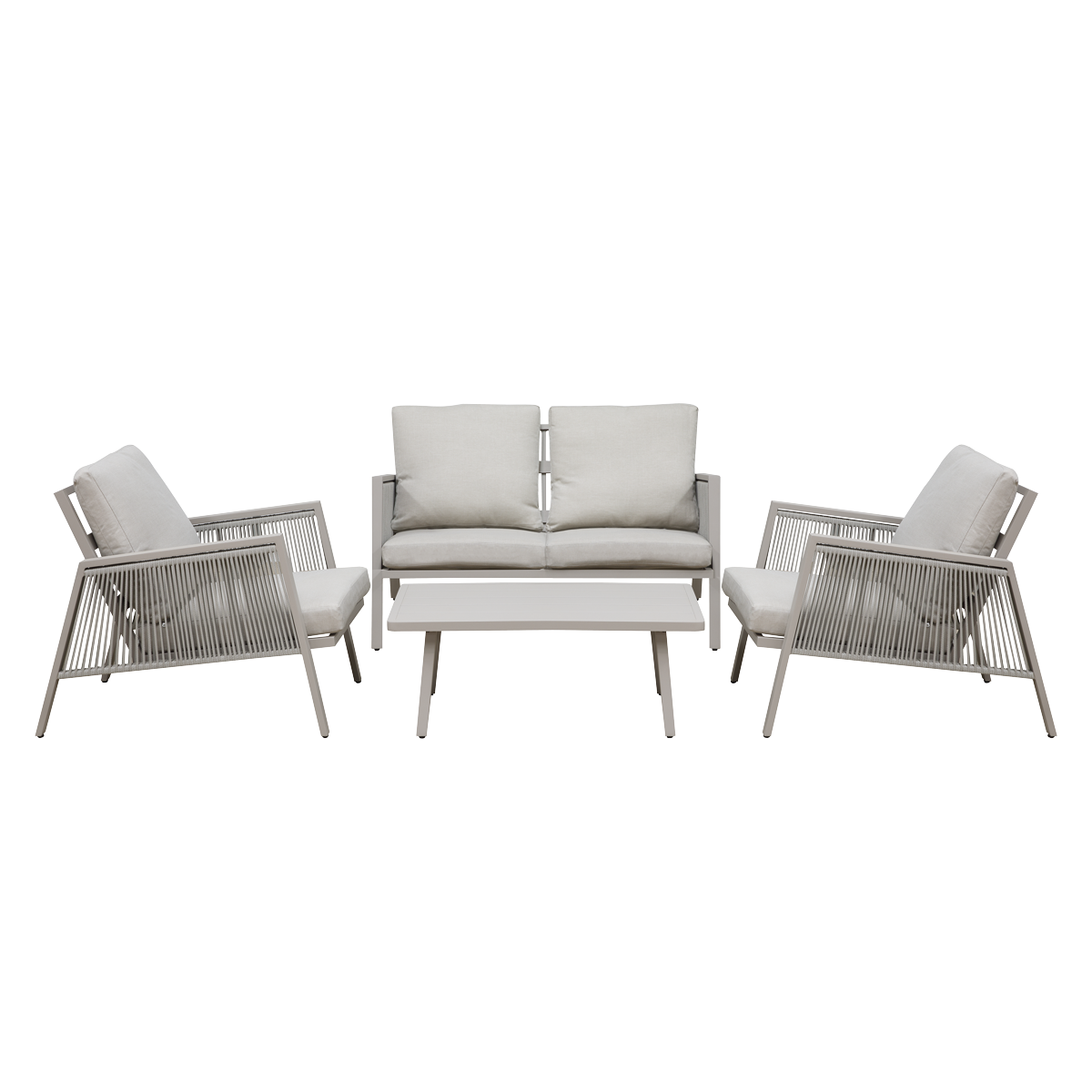 Dellonda DG56 Fusion Aluminium Outdoor Sofa, Arm Chairs & Coffee Table Set 4pc