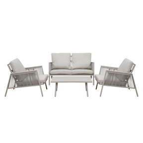 Dellonda DG56 Fusion Aluminium Outdoor Sofa, Arm Chairs & Coffee Table Set 4pc