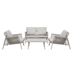 Dellonda DG56 Fusion Aluminium Outdoor Sofa, Arm Chairs & Coffee Table Set 4pc