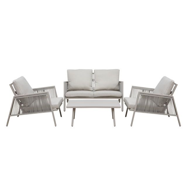 Dellonda DG56 Fusion Aluminium Outdoor Sofa, Arm Chairs & Coffee Table Set 4pc