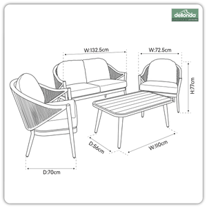 Dellonda DG59 Echo Aluminium Outdoor Sofa, Chair & Coffee Table Set 4pc - additional view 6