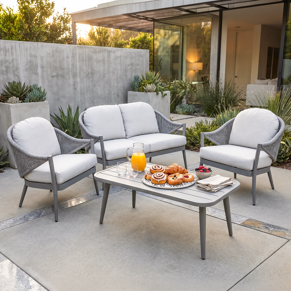 Dellonda DG59 Echo Aluminium Outdoor Sofa, Chair & Coffee Table Set 4pc - additional view 7