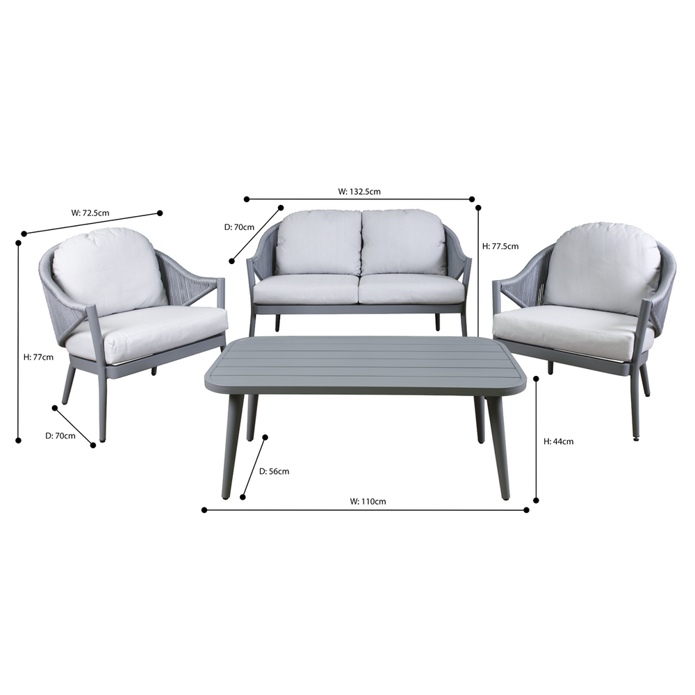 Dellonda DG59 Echo Aluminium Outdoor Sofa, Chair & Coffee Table Set 4pc - additional view 4