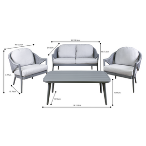 Dellonda DG59 Echo Aluminium Outdoor Sofa, Chair & Coffee Table Set 4pc - additional view 4